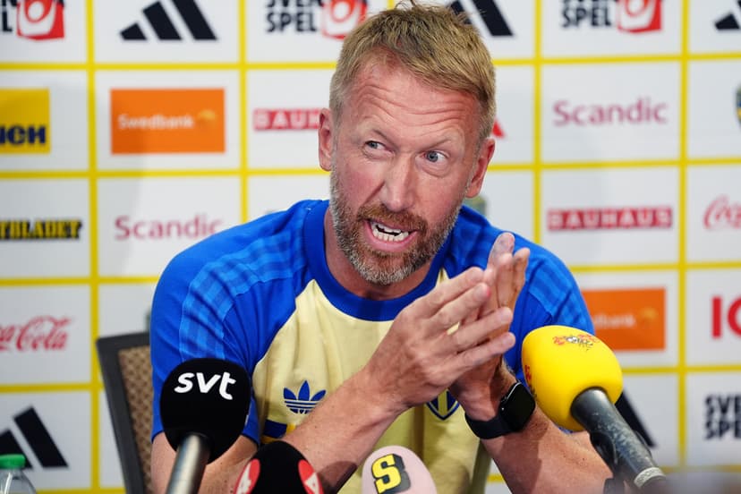 Sveriges förbundskapten Graham Potter håller pressträff