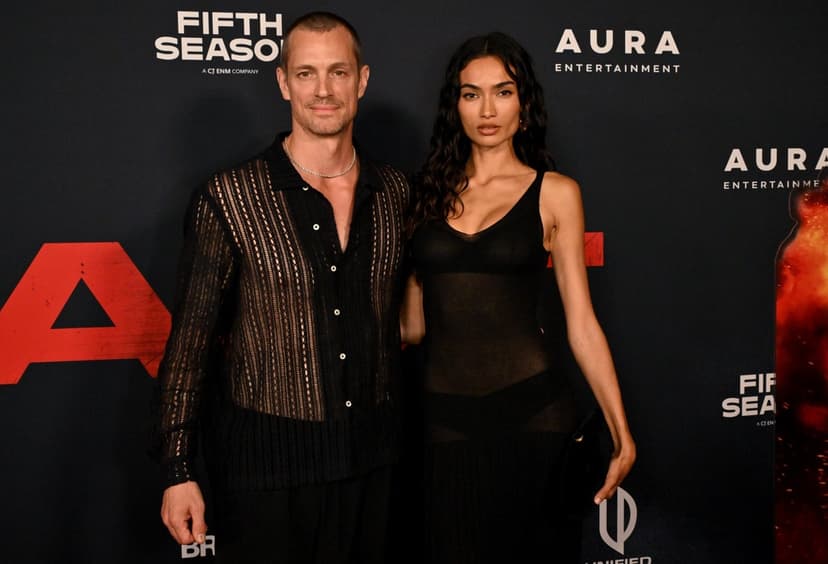 Joel Kinnaman och Kelly Gale på premiären av The Beast