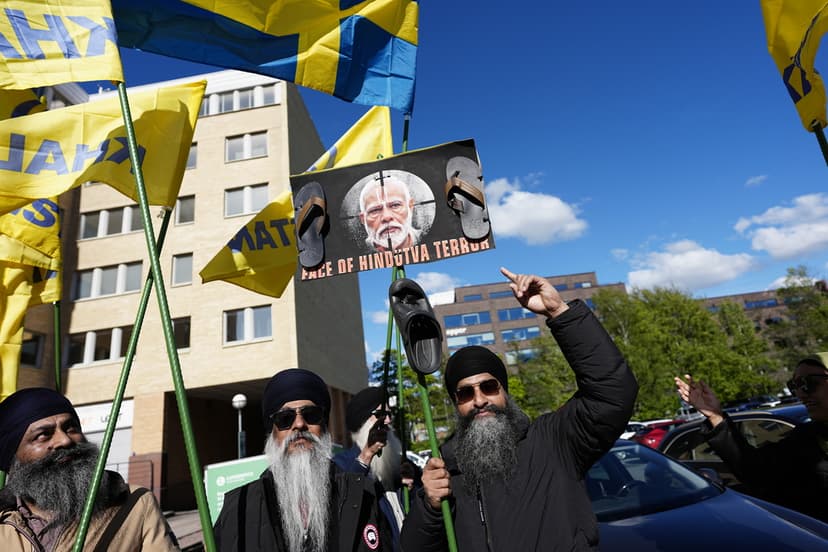 Sikher demonstrerar mot Modis besök i Göteborg