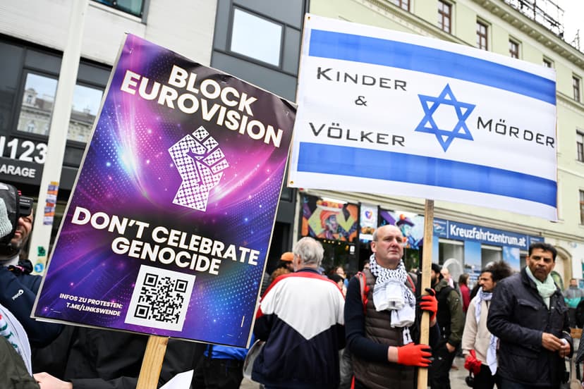 Demonstration mot Israels medverkan i Eurovision inför kvällens final