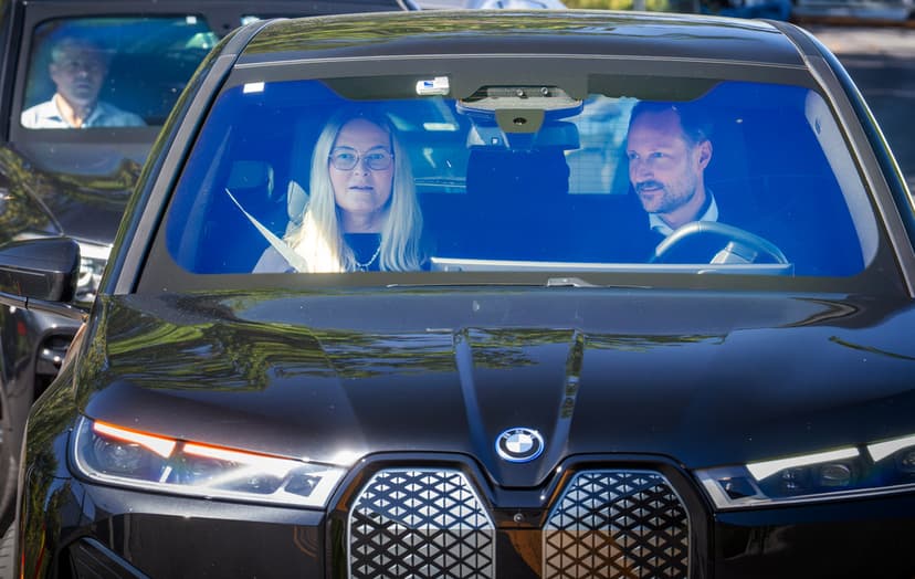 Norges kronprinspar besöker kung Harald