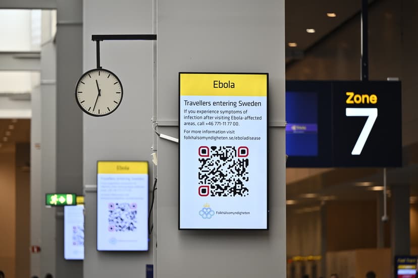 Ebolaskyltar på Arlanda