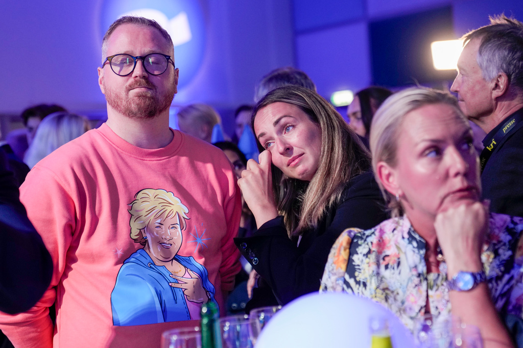Tårar och förstämning på Høyres valvaka.